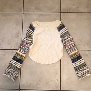 Free People Cropped Thermal With Flared Sleeves